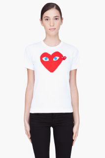 Comme Des Garçons Play  White And Red Heart T shirt for women