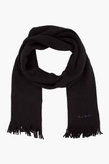 Paul Smith  Solid Black Knit Scarf for men
