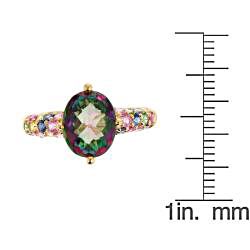 Yach 14k Yellow Gold Mystic Topaz and Natural Sapphire Ring