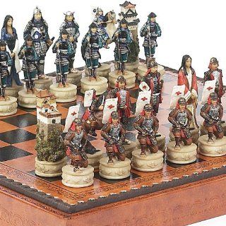 Japanese Samurai Chessmen & Marcello Chess Board from