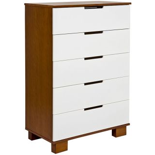 Parklane 5 Level 7 Drawer Dresser in Amber and White
