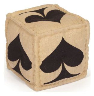 Hand Dyed House of Cards Black Spade Kilim Cube Ottoman