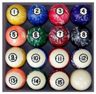 Pool Table Billiard Ball Set, Classic Marble Style: Sports