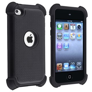 Black/ Black Hybrid Armor Case for Apple iPod touch 4th Generation