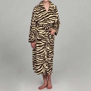 Womens Zebra Print Microluxe Bath Robe