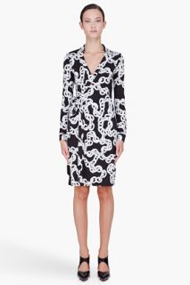 Diane Von Furstenberg Black Chain Print Wrap Dress for women