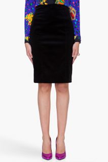 Versace Black Velvet Pencil Skirt for women