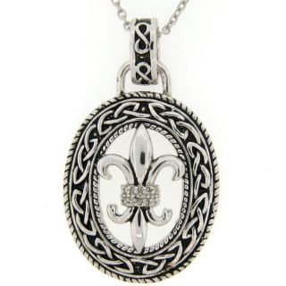 Meredith Leigh Sterling Silver Diamond Fleur de Lis Necklace