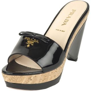 Prada Womens Vernice Platform Sandals