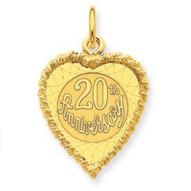 14k Gold Happy 20th Anniversary Charm Jewelry