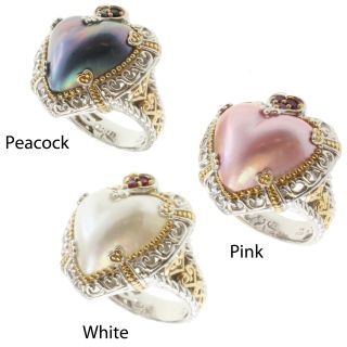 Michael Valitutti Two tone Mabe Pearl and Gemstone Ring (16 17 mm)
