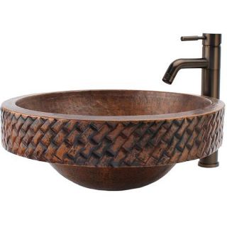 Fontaine Round Copper Skirted Vessel Sink and Vessel Faucet Combo