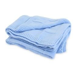 Piccolo Bambino Blue Knitted Checker Baby Blanket
