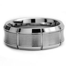 Tungsten Carbide Mens Brushed Concave Center Ring (8 mm)