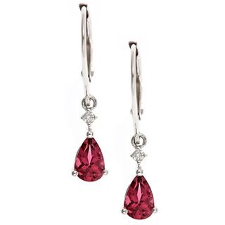 yach 14k Gold Pink Tourmaline and Diamond Accent Leverback Earrings
