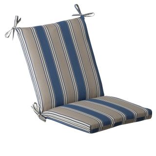 Pillow Perfect Outdoor Blue/ Tan Striped Square Chair Cushion