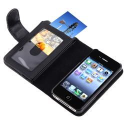 Black Leather Case with Wallet for Apple iPhone 4/ 4S