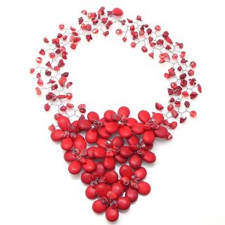 Red Floral Sweetheart Coral Statement Necklace (Philippines)