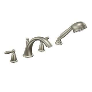 Moen Brushed Nickel Double handle Low Arc Roman Tub Faucet Includes