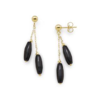 Black Coral Earrings in 14K Yellow Gold Maui Divers of