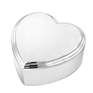 Heart shape Silver tone Engravable Three inch Nickel Jewelry Box Today