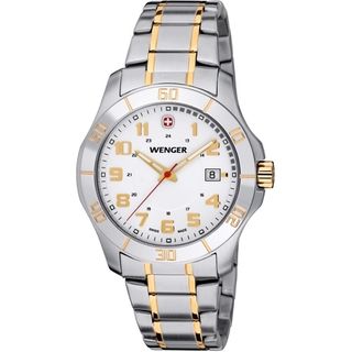 Wenger Mens Alpine Two Ttne Silver Dial Stainless Steel Watch