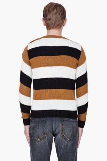 CARVEN Tan Striped Merino Wool Sweater for men