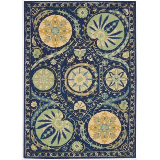 Hand tufted Suzani Blue Floral Medallion Rug (53 x 75) Today $239