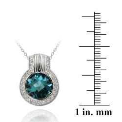 Icz Stonez Sterling Silver Blue Cubic Zirconia Circle Necklace