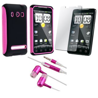 Pink Hybrid TPU Case/ Screen Protector/ Headset for HTC EVO 4G