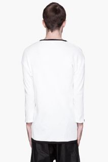 Y 3 White And Black Waffle Cotton Henley for men
