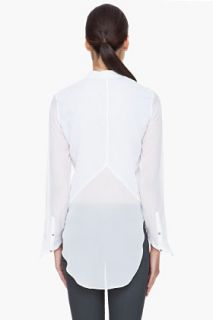 Helmut Lang White Silk Sleeve Blouse for women