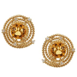 Encore by Le Vian 14k Gold Citrine and 1/8ct TDW Diamond Earrings