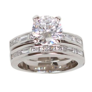 NEXTE Jewelry Silvertone Clear Cubic Zirconia Bridal style Ring Set