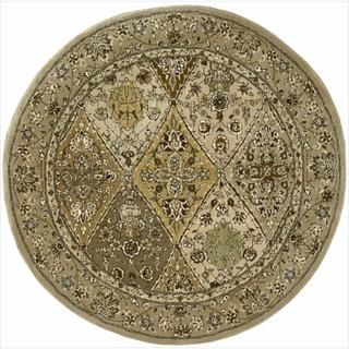 Hand Tufted Nourison 2000 Curved Diamonds Light Gold Rug (4 Round