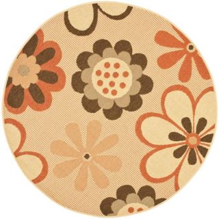 Indoor/ Outdoor Natural/ Terracotta Rug (67 Round)
