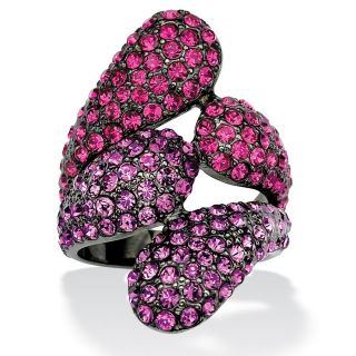 Lillith Star Black Ruthenium Pink and Purple Crystal Bypass Ring