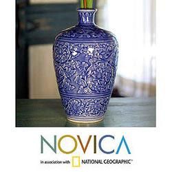 Handcrafted Celadon Ceramic Azure Lace Vase (Thailand) Today: $134