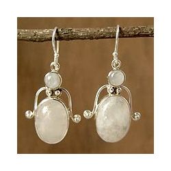 Sterling Silver Indian Goddess Moonstone Earrings (India) Today $64