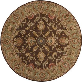 Hand tufted Traditional Coliseum Chocolate Floral Border Wool Rug (6