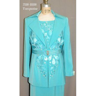 Turquoise Embellished Skirt Suit   Size 18W   $149.99 