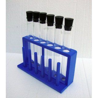 Test Tube Set, 6 Glass Test Tubes with Rubber Stoppers and Rack, 18 X