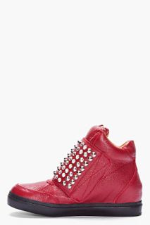 Jeffrey Campbell Red Prism Studded Sneakers for men