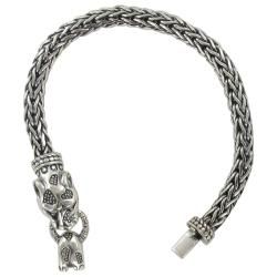 Sunstone Sterling Silver Lionhead Bali Foxtail Chain Bracelet