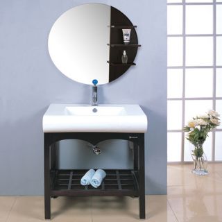 DeluxeVanity 28 inch Black Wood Ceramic Sink Vanity
