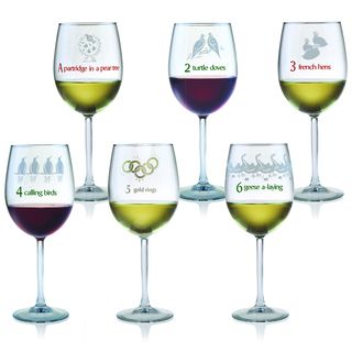 12 Days of Christmas All Purpose Wine Glasses (Set of 12)