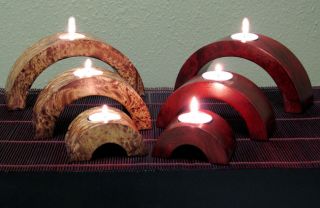Arched Mango Wood Candle Holders (Set of 6)