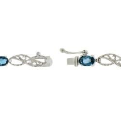 Glitzy Rocks Silver London Blue Topaz and Diamond Accent Bracelet